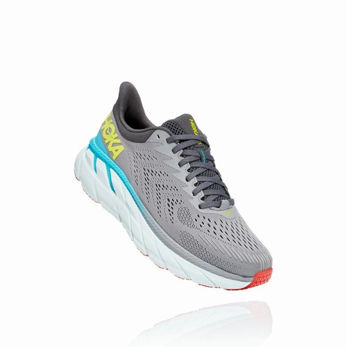 Hoka One One CLIFTON 7 Road Running Shoes For Men India Grey IN-5369